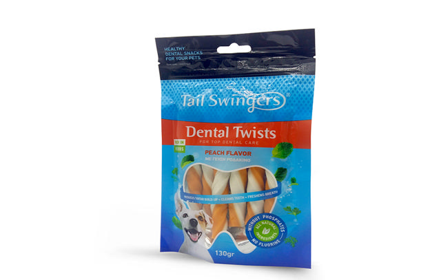 TAILS SWINGERS DENTAL TWISTS PEACH SMALL 130GR