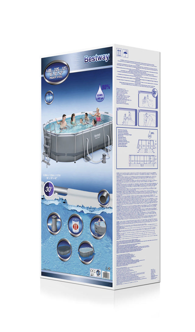 BESTWAY 56448 POWER STEEL OVAL FRAME POOL 488X305X107CM