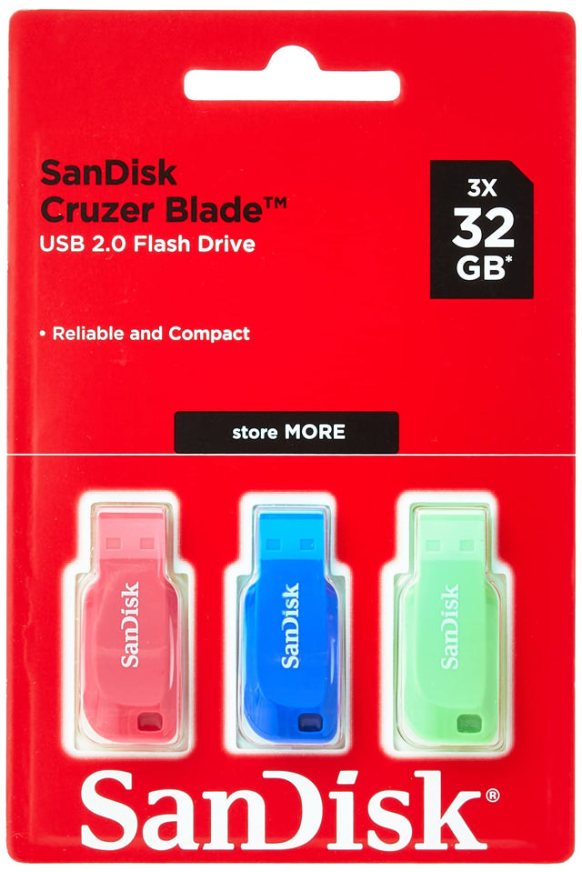 SANDISK SD USB DRIVE 3 PACK-32GB