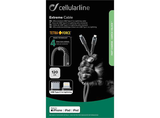 CELLULAR LINE CABLE USB-C TO LIGHTNING 1.2M BLACK