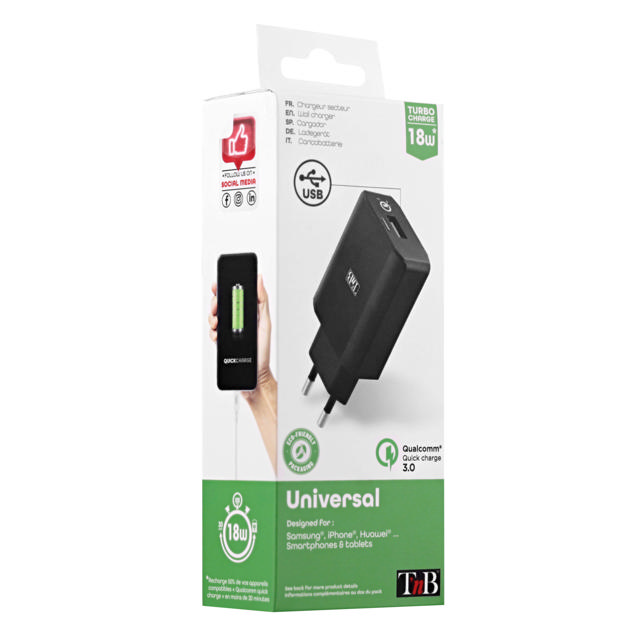 TNB QUICK CHARGE 3.0 USB MAINS CHARGER