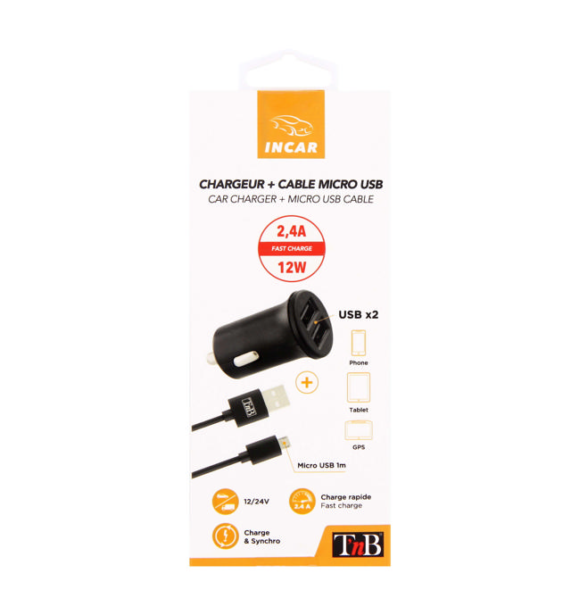 TNB 2-PORTS CAR CHARGER+CABLE