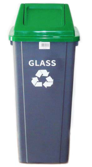 RECYCLE PLASTIC DUSTBIN 90L GREEN 80X40CM