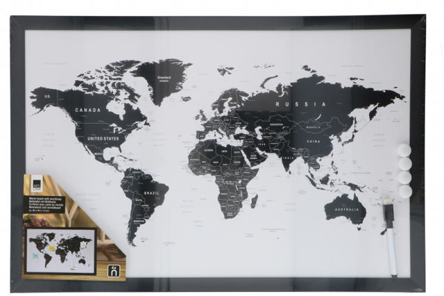 ARTICASA MEMO BOARD WORLDMAP 60X40CM