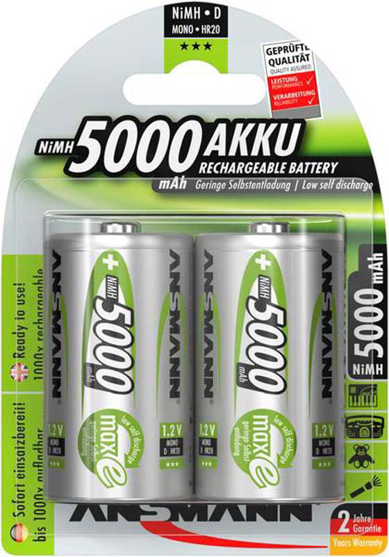 ANSMANN D SIZE PACK OF 2D 5000MAH