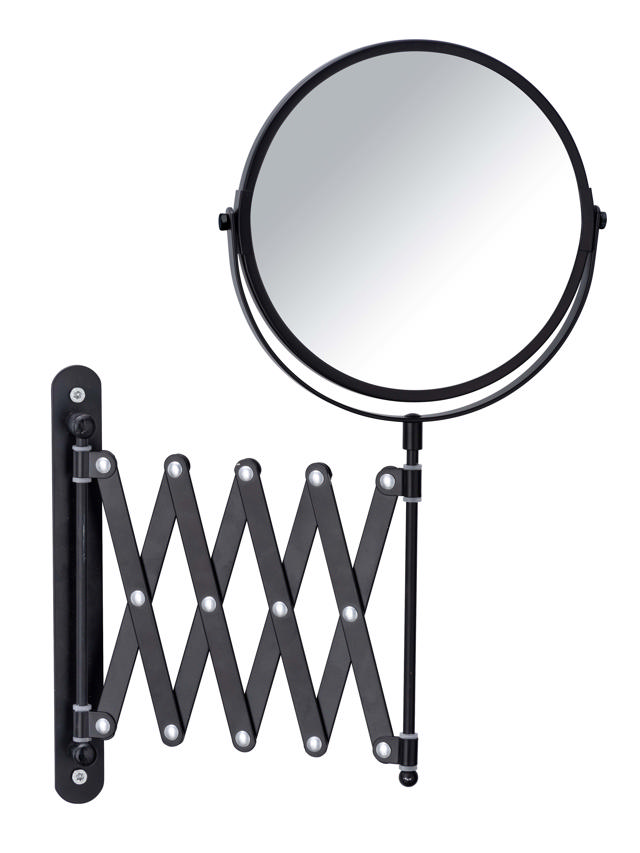 WENKO WALL MIRROR WITH TELESCOPIC ARM BLACK 19X38.5X50CM