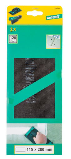 WOLFCRAFT 2 SANDING PAD FOR PLASTERBOARD 120GR 115X280MM