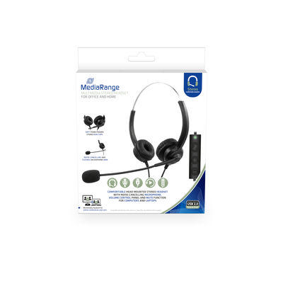 MEDIA RANGE MROS304 HEADSET WITH MICROPHONE BLACK/ SILVER