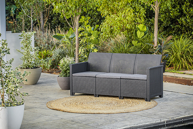 KETER EMMA PLASTIC 3SEATER SOFA 74X163X65CM - ANTHRACITE