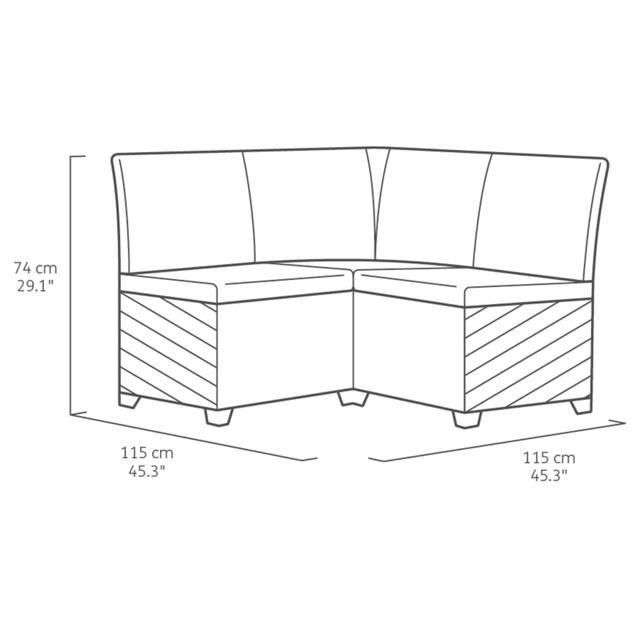 KETER EMMA CORNER SOFA ELEMENT 115X115X74CM - ANTHRACITE