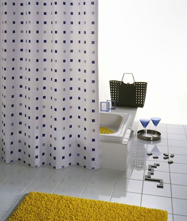 RIDDER DOMINO BLUE TEXTILE SHOWER CURTAIN 180X200CM