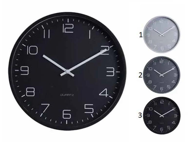 WALL CLOCK 305MM 3 ASSORTED COLORS