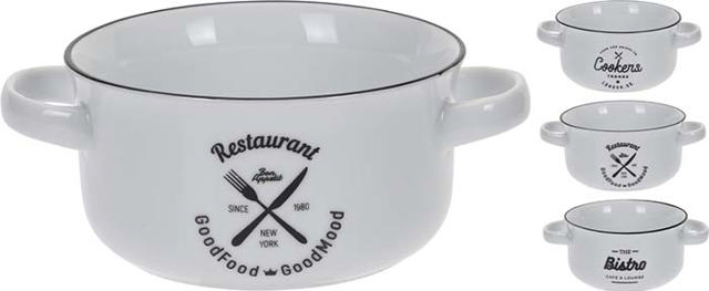 BISTRO SOUP BOWL PORCELAIN 500ML 3 ASSORTED DESIGNS