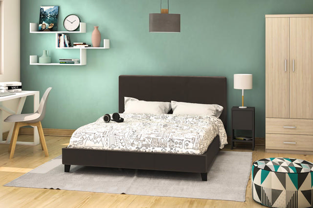 NEVIL DOUBLE BED BROWN 150X200CM