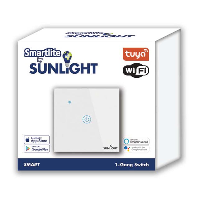 SUNLIGHT ΕΞΥΠΝΟΣ ΔΙΑΚΟΠΤΗΣ 1-GANG 1-WAY SWITCH (ON/OFF) 10AMP LOAD (200W) WIFI TUYA APP