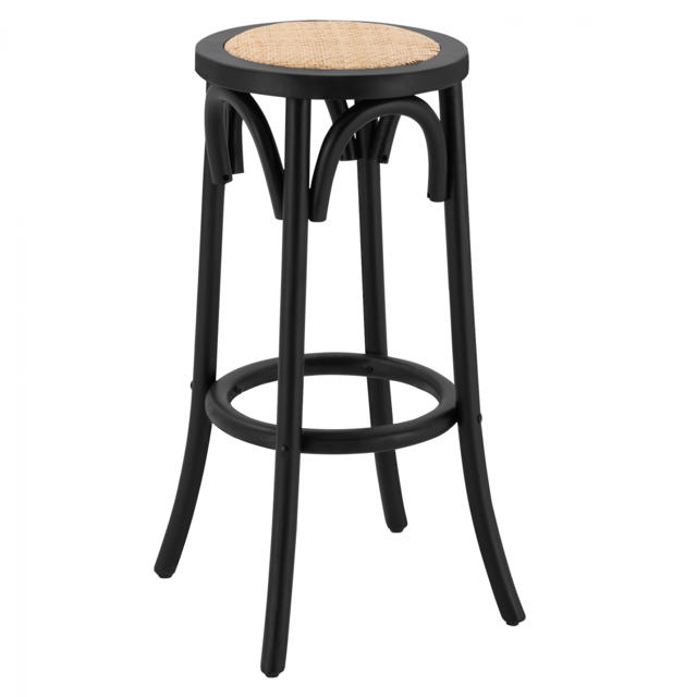 STOOL HM8751.02 WOODEN BLACK DIAMETER 36CM X H70CM