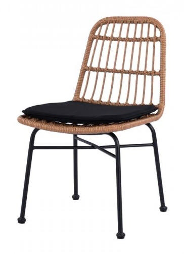 WICKER ΚΑΡΕΚΛΑ HM5705 ΜΕ ΜΑΥΡΟ ΜΑΞΙΛΑΡΙ 48Χ62Χ84CM ΜΠΕΖ