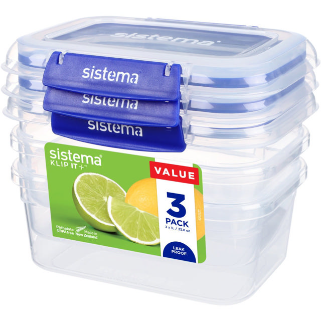 SISTEMA KLIP IT PLUS 1L RECTANGULAR 3PACK