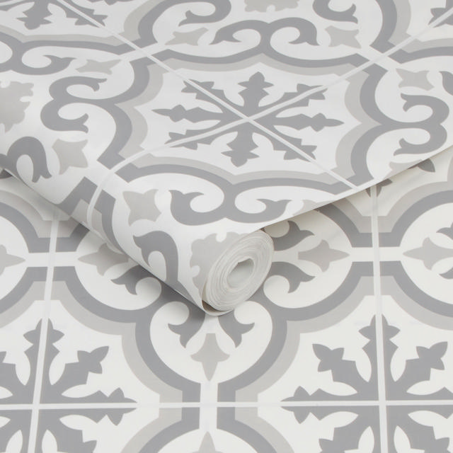 CONTOUR ANTIBAC WALLPAPER GREY GRECIAN