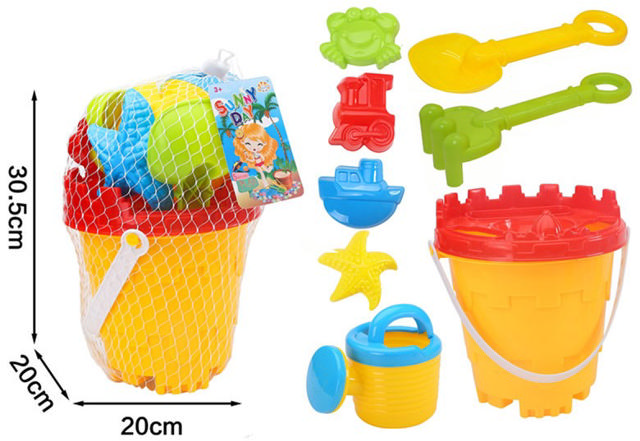 BEACH BUCKET SET CASTLE ROUND