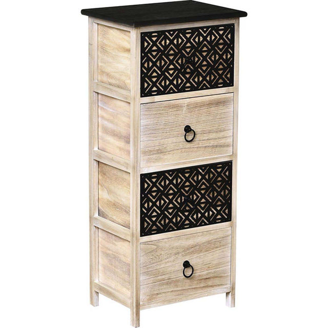 TENDANCE MDF 4 DRAWERS NATURAL/ BLACK 37.5CM X 27.5CM X 86CM