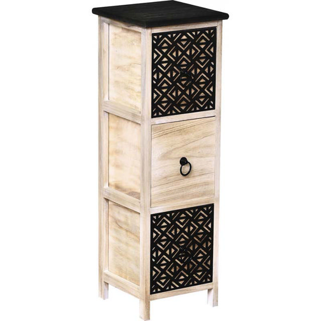 TENDANCE MDF 3 DRAWERS NATURAL/ BLACK 25X25X77CM