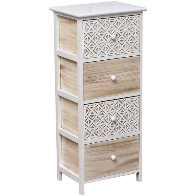 TENDANCE MDF 4 DRAWERS NATURAL/ WHITE 37.5X27.5X86CM