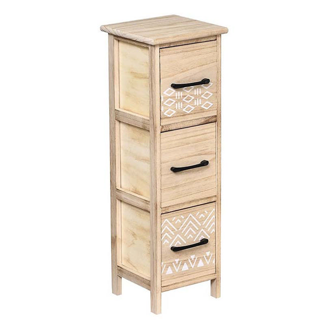 TENDANCE MDF 3 DRAWERS NATURAL WHITE DESIGN 25X25X77CM