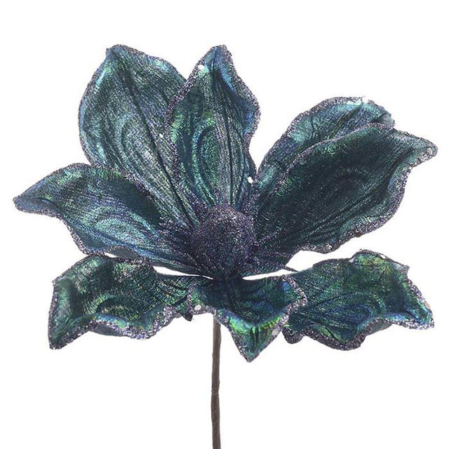 FABRIC FLOWER BLUE/GREEN HEIGHT 20CM