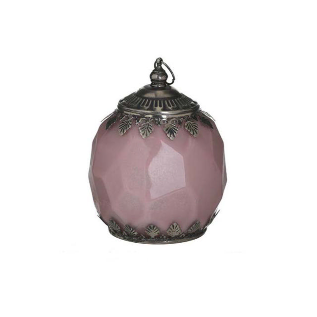 LATERN ANT.PINK/SILVER DIAMETER 11CM Χ HEIGHT 13CM