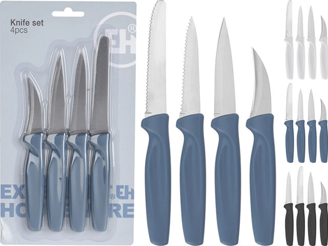 EXCELLENT HOUSEWARE KNIFE 3 ASSORTED COLORS SET 4PCS