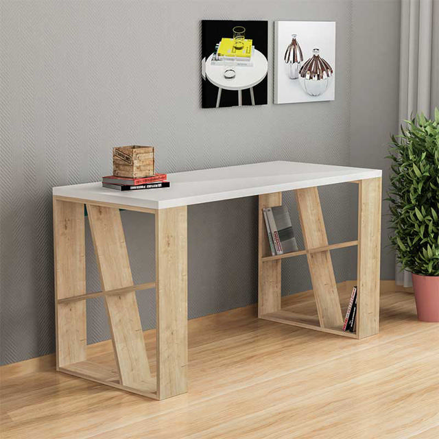 DESK HONEY 140X60X75CM WHITE /OAK