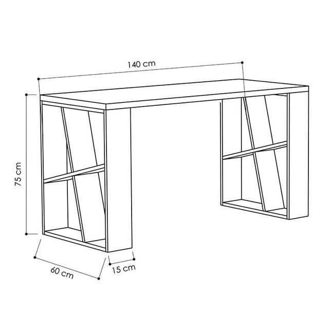 DESK HONEY 140X60X75CM WHITE /OAK