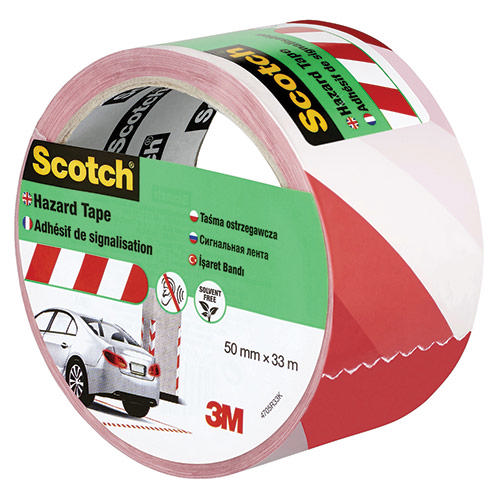 3M SCOTCH HAZARD TAPE 50MM X 33M RED/ WHITE 