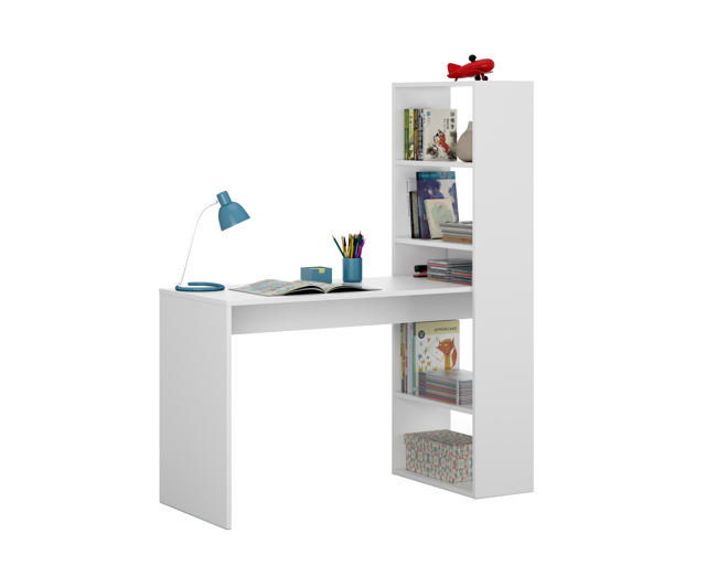 FORES DUPLO DESK WITH BOOKCASE 144X120X53CM WHITE