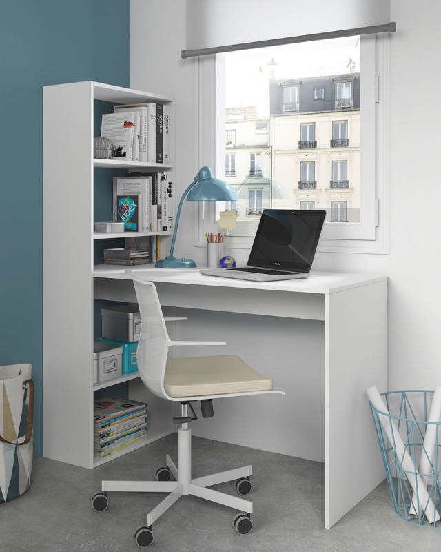 FORES DUPLO DESK WITH BOOKCASE 144X120X53CM WHITE