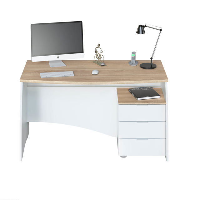 FORES ESTIL DESK WITH 3 DRAWERS 74X136X67CM WHITE/OAK