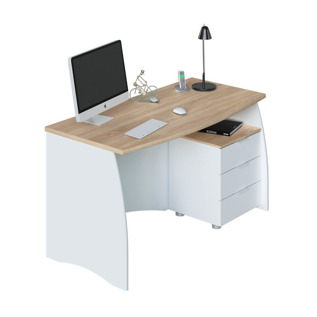 FORES ESTIL DESK WITH 3 DRAWERS 74X136X67CM WHITE/OAK