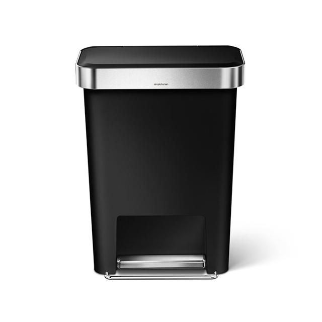 SIMPLEHUMAN PLASTIC RECTANGULAR STEP CAN BLACK 45L