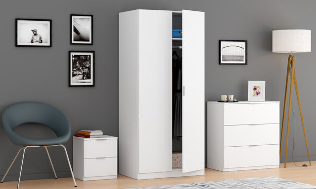 FORES LCX022O WARDROBE 2 DOORS WHITE 180X81X52CM