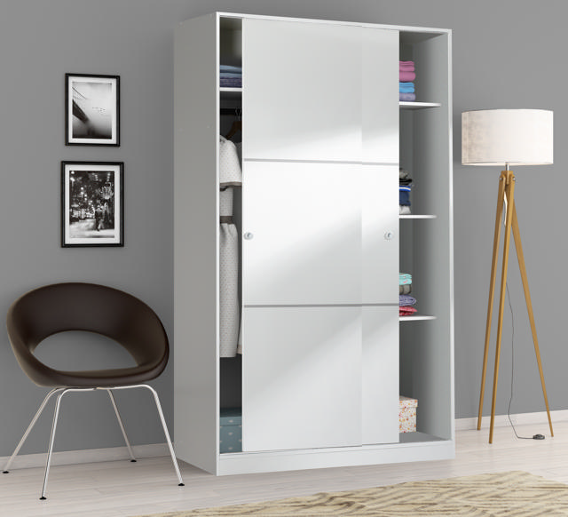 FORES MAX020BO MAX WARDROBE 2 SLIDING DOORS WHITE 200X120X50CM