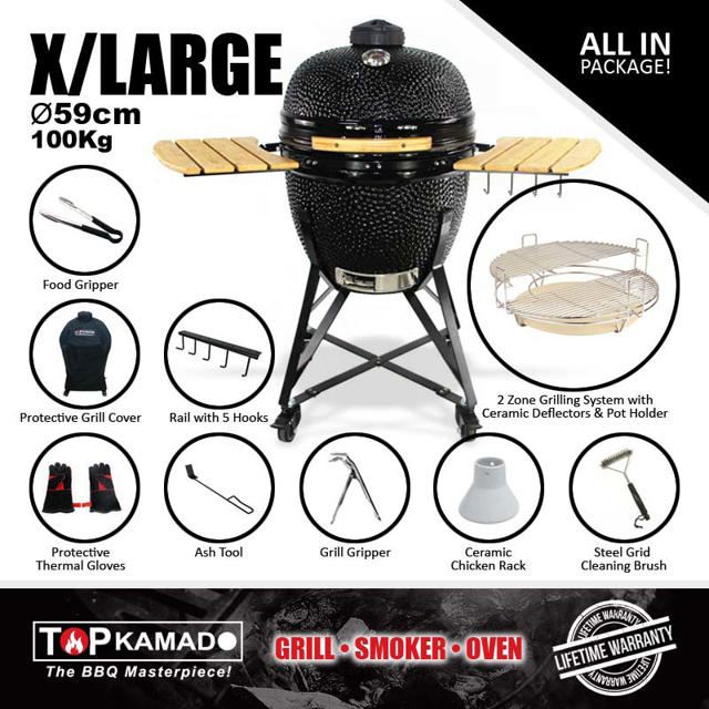 TOPKAMADO XLARGE CHARCOAL STOVE GRILL 59CM (23'')