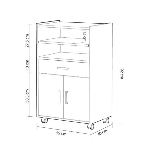 FORES 0L9910O MICROWAVE CABINET 2 DOORS & 1 DRAWER WHITE 92X59X40CM