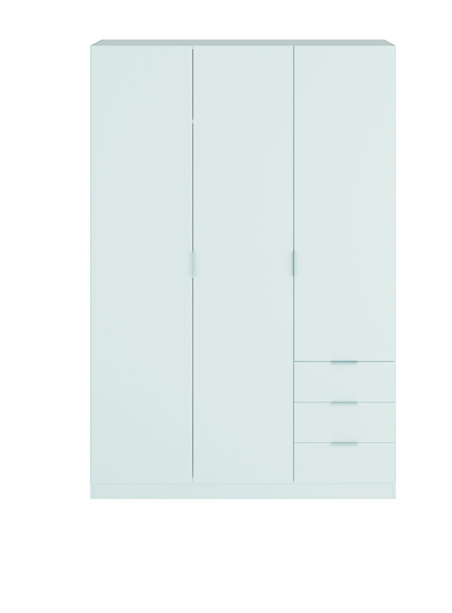 FORES LCX3230 WARDROBE 3 DOORS & 3 DRAWERS WHITE 180X121X52CM