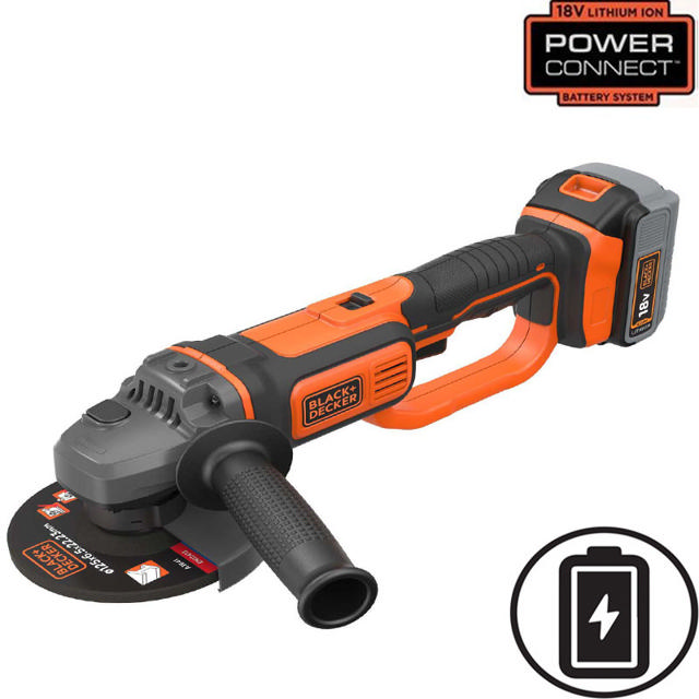 BLACK & DECKER BCG720M1-QW ΗΛΕΚΤΡΙΚΟΣ ΓΩΝΙΑΚΟΣ ΤΡΟΧΟΣ 125MM 18V