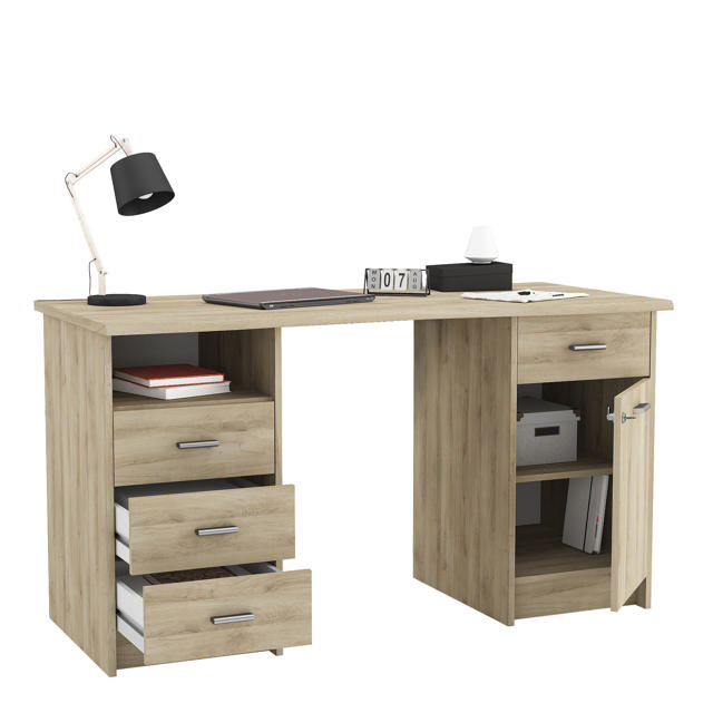 DEMEYERE MONACO DESK WATERFORD OAK 134.8CM X 58.4CM X 73.9CM