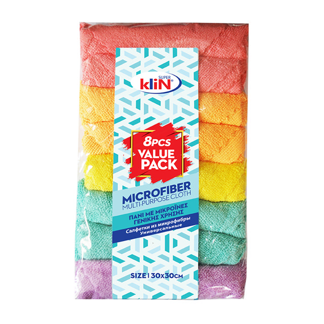 SUPER KLIN MICROFIBER VALUE PACK 8PCS