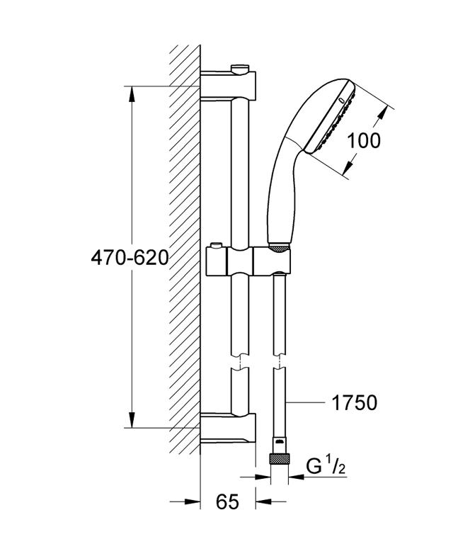 GROHE VITALIO START 100 SHOWER RAIL SET 1 SPRAY TYPE