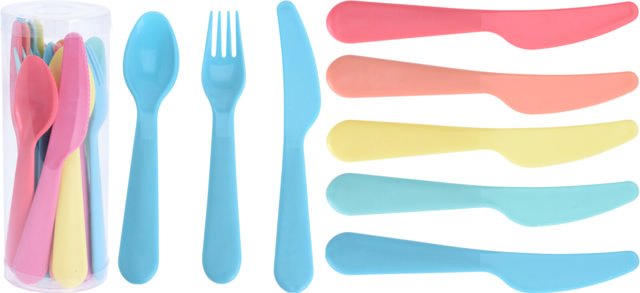 KID CUTLERY SET 18PCS 6 ASSORTED COLORS