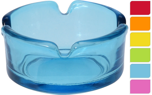 ASHTRAY GLASS 7CM 6 ASSORTED COLORS